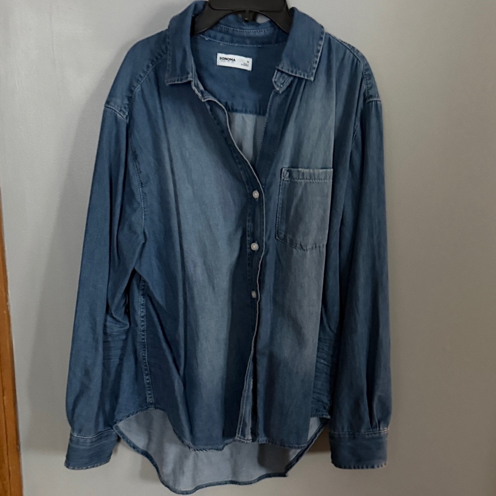 Sonoma Washed Indigo Button-Front Shirt